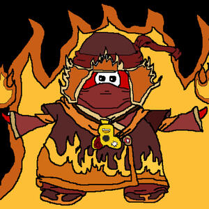a microsoft paint digital painting of a fire ninja from club penguin that i drew when i was 12